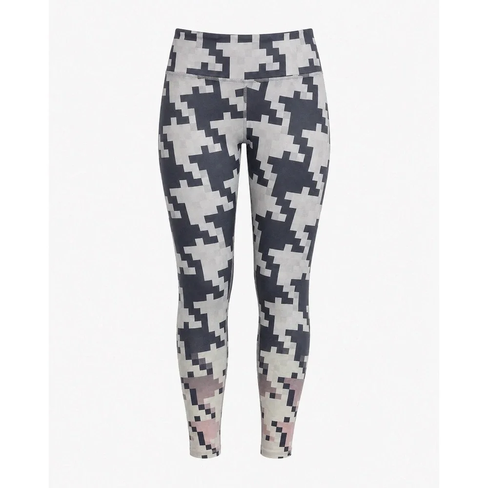 ALO Yoga Airbrush Pixel Leggings Women Small Gray Pink Camo Pilates 29 Inseam